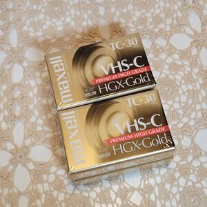 Maxell VHS-C TC-30 Camcorder Tapes 4-Pack Gold New HGX-Gold Premium High Grade